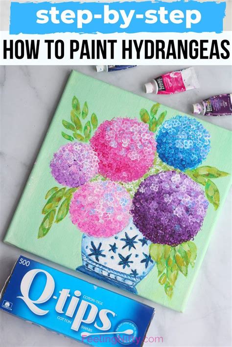 How To Paint Hydrangea Flowers In A Jar Using Q Tips Bubble Wrap