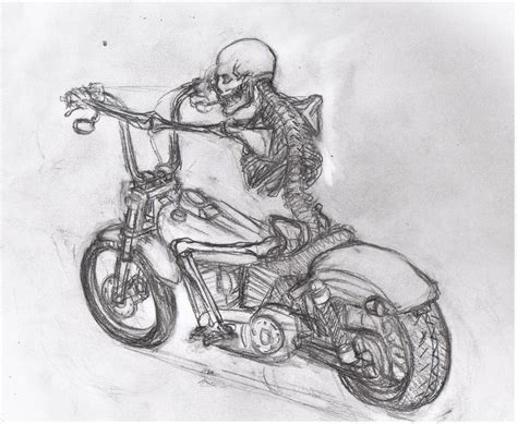 Skeleton On Motorcycle Harley Rough Sketch Rsketches