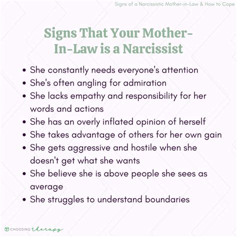8 signs of a narcissistic mother in law and how to cope choosing therapy