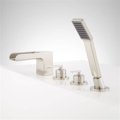 With a hand shower, it is convenient to complete multiple tasks at the same time. Campbell Roman Waterfall Tub Faucet and Hand Shower - Bathroom
