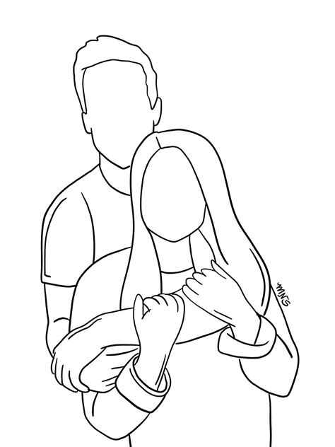 Couple Outline One To Two People Outline Drawing Two Person Etsy
