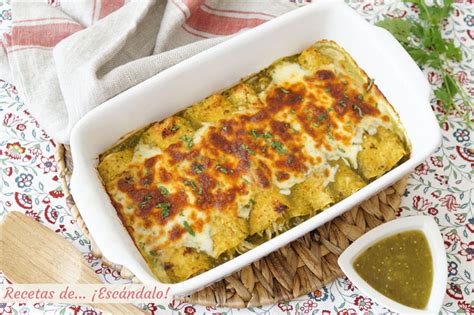 Receta De Enchiladas De Pollo Con Salsa Verde Y Queso Al Estilo Suizas