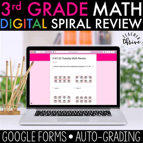 3rd Grade Daily Math Spiral Review Digital Math Spiral Review