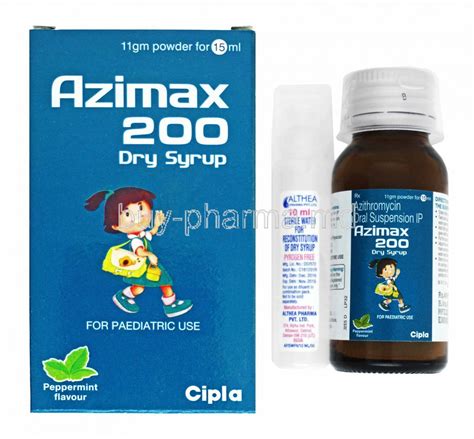 Buy Azimax Dry Syrup Peppermint Flavour Azithromycin Online