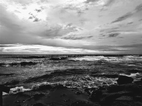 Beach In Black And White Stock Image Image Of Background 144548955