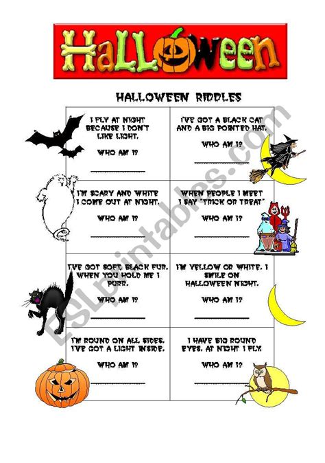 Halloween Brain Teasers Worksheets
