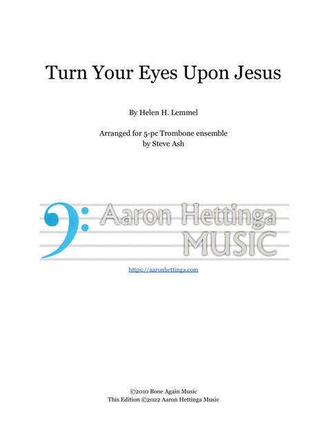 Turn Your Eyes Upon Jesus For Trombone Quintet Choir Sheet Music
