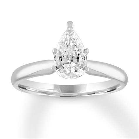 Diamond Solitaire Engagement Ring 1 Carat Pear 14k White Gold Kay