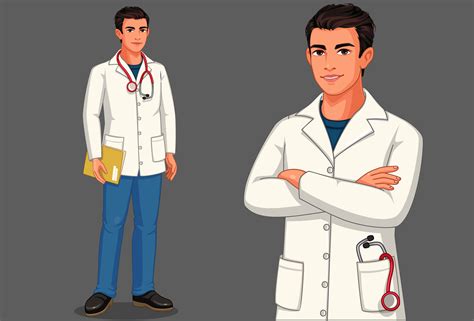 Young Male Doctor With Stethoscope 1312504 Vector Art At Vecteezy