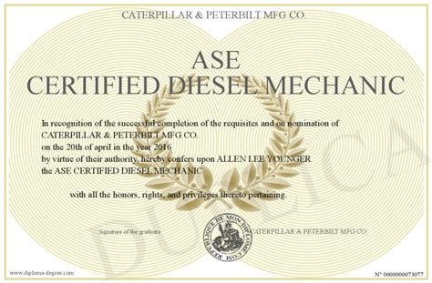 Gedenk Original Rohöl Diesel Mechanic Certification Original Merken