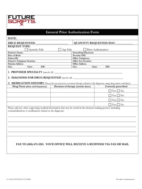 Future Scripts Prior Authorization Form Fill Online Printable
