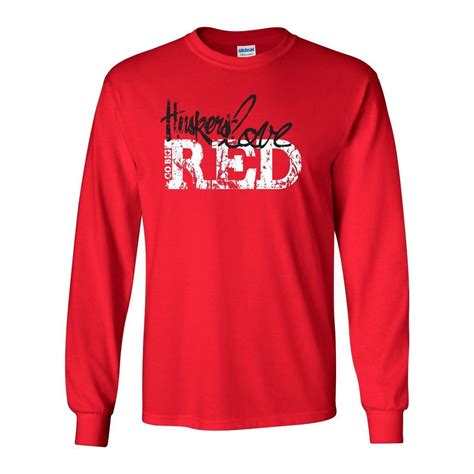 Nebraska Cornhuskers Go Big Huskers Love Red Long Sleeve Tee Shirt Funny Science Shirts Long