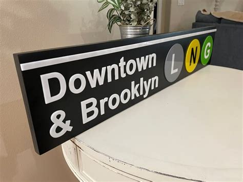 Downtown And Brooklyn Wood Sign New York City Subway Sign Etsy