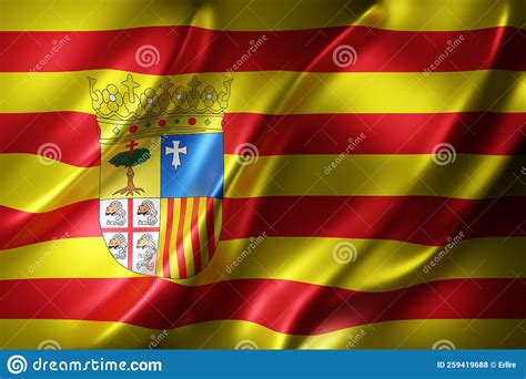 3d Aragon Region Flag Stock Illustration Illustration Of Zaragoza