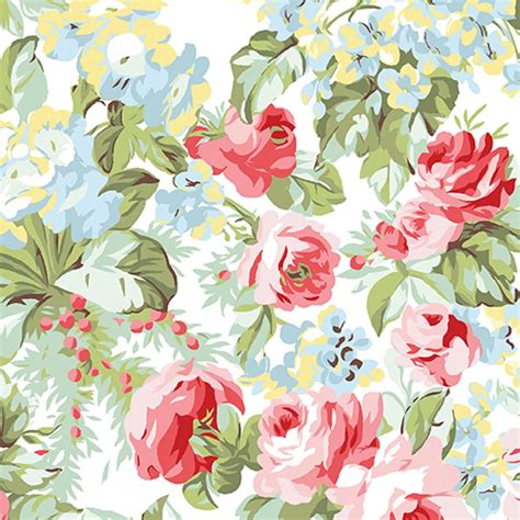 Rose Garden White Floral Fabric Benartex Simply Chic 1 | Etsy