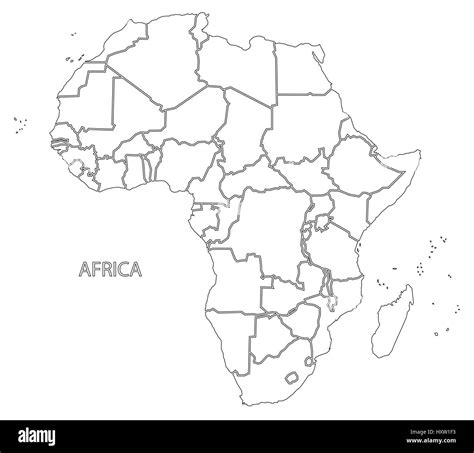 Africa Outline Silhouette Map With Countries Stock Vector Image And Art