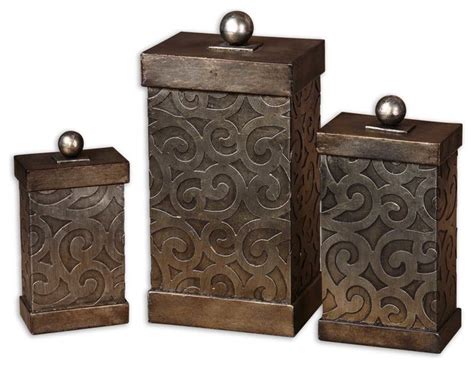 Nera Metal Decorative Boxes Set Of 3 Traditional Decorative Boxes