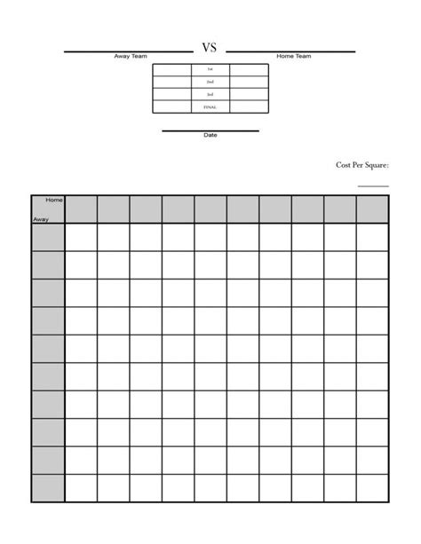 Printable Football Squares Activity Shelter Football Squares