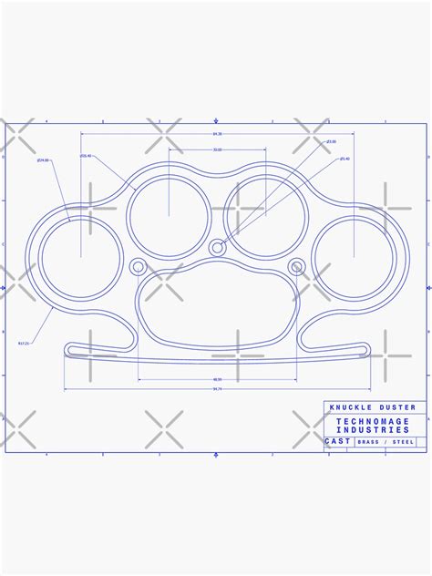 Knuckle Duster Blue Schematic Sticker By Aromis Redbubble