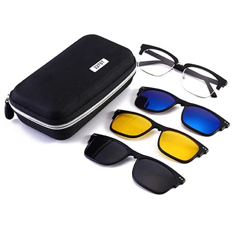 polarized sunglasses set with 3pcs magnetic clips tr frame clip on glasses magnet casual optical
