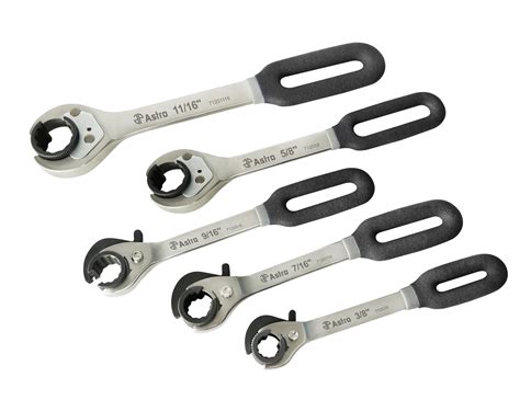 5pc Ratchet And Release Flare Nut Wrench Set Sae Astro Pneumatic Tools