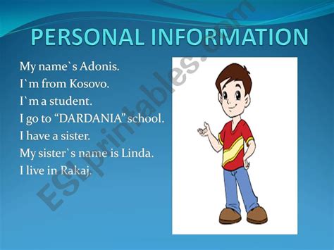 Esl English Powerpoints Personal Information