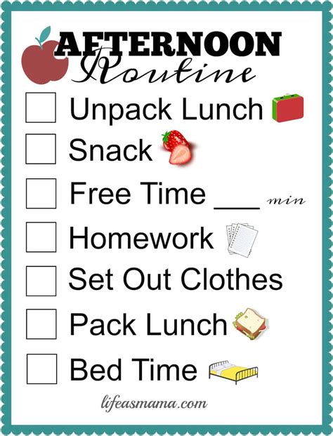 Free Printable School Routine Checklists