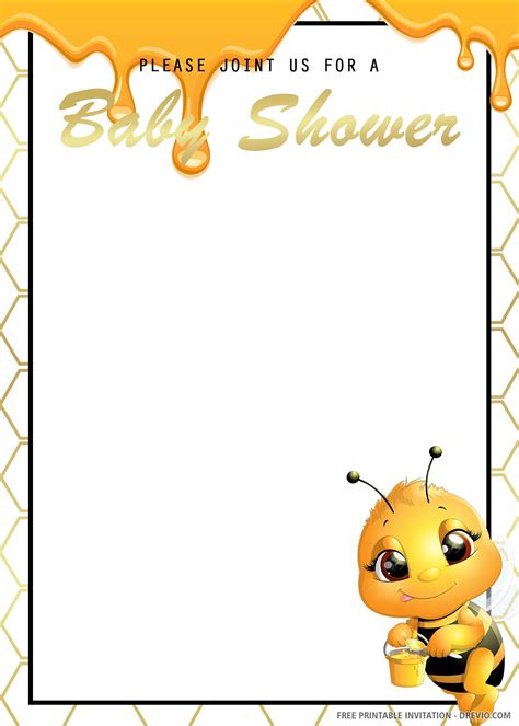 Baby shower invitation wordings ideas to create a memorable invitation. (FREE PRINTABLE) - Bee Honey Baby Shower Invitation ...