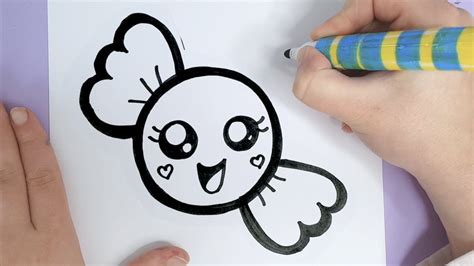 How To Draw A Super Cute Candy Happy Drawings Youtube