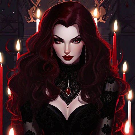 A Goth Vampire Girl With Black Lace Dress Pale Sk