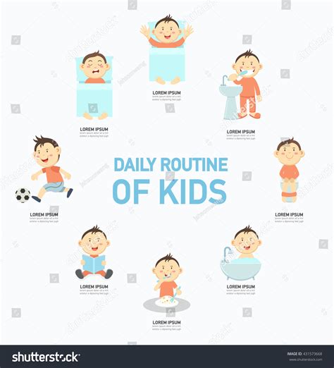 Daily Routine Of Kids Infographicvector Illustration 431573668