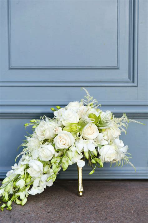 Ivory And Green Cascade Bridal Bouquet