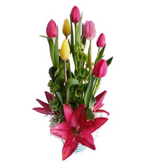Arreglo De Tulipanes Y Lilis Boutique Floral Nicté