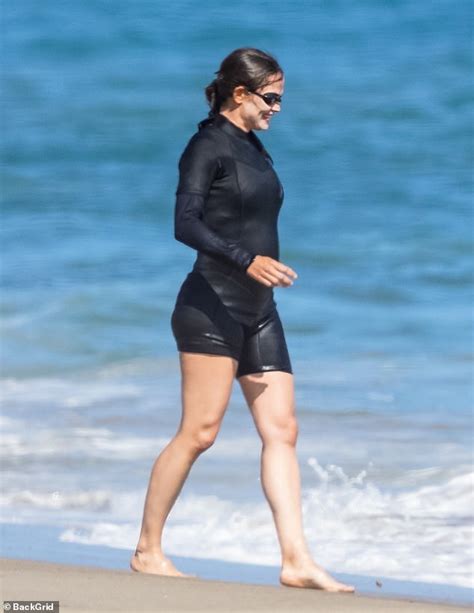 Jennifer Garner Splashes In The Malibu Surf Wearing A Wetsuit During