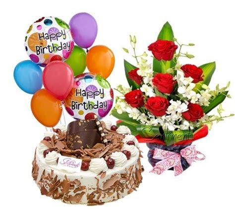 Image For Birthday Cake Flowers Balloons Happy Birthday Cakes Happy
