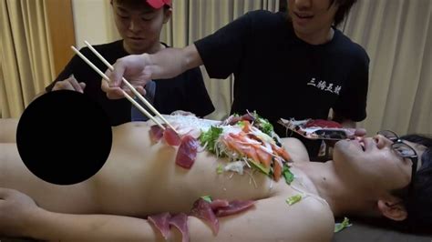 Better Than Nyotaimori Japanese Youtubers Eat Sushi Off Body Of Naked Man Video Japankyo