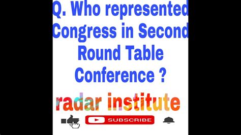 Who Represented Congress In Second Round Table Conference Youtube