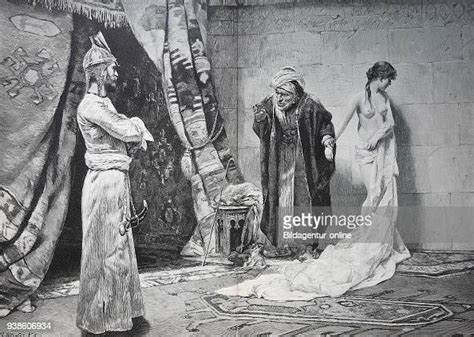 Slave Trade Old Arab Has Bought A Young Girl In The Slave Market By