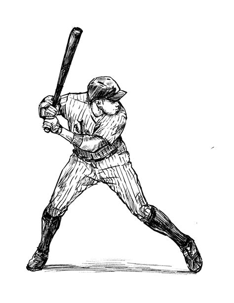 Premium Vector Sketch Of Baseball Player Hand Draw
