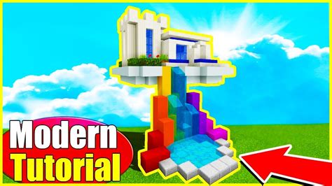 Minecraft Tutorial How To Make A Modern Sky House Hidden House In The