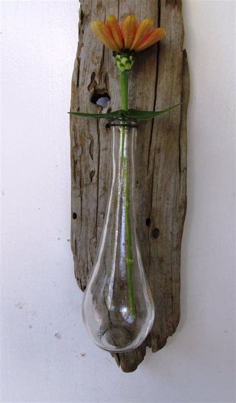Driftwood Reclaimed Wood Vase Rustic Home Decor Glass Vase Etsy