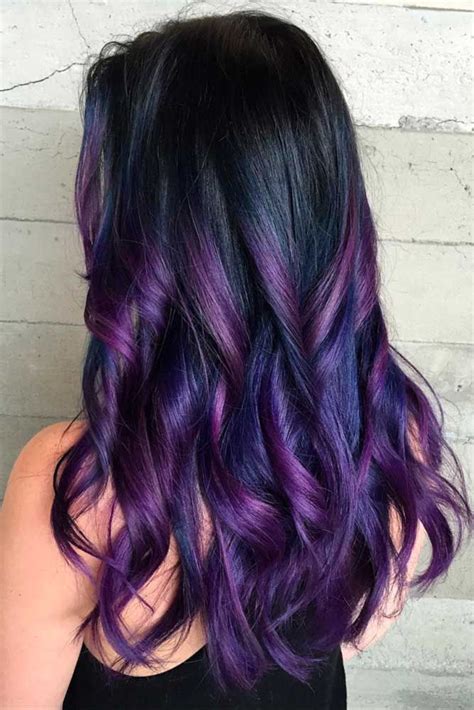 34 Hypnotic Purple And Black Hair Shades Purple Hair Highlights Cool
