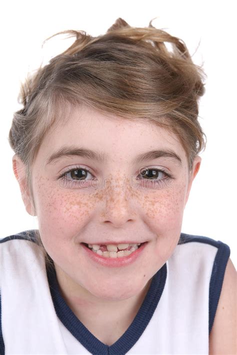 Close Up Of Pretty Young Girl S Freckled Face Stock Image Image Of