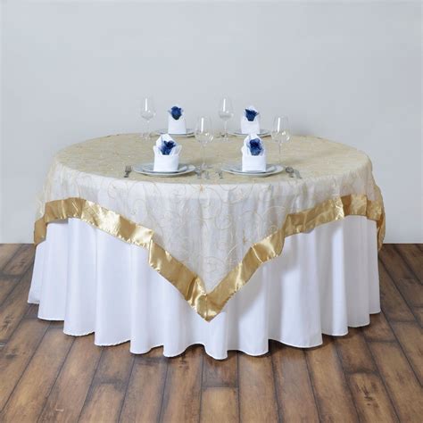 Amazon Com X Embroidered Sheer Organza Table Overlay Champagne With Images Table