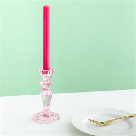 Pink Glass Candlestick Holder Postbox Party