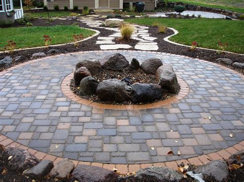 Fire Pits Cobble Pavers With Boulder Firepit Outdoor Fire Pit