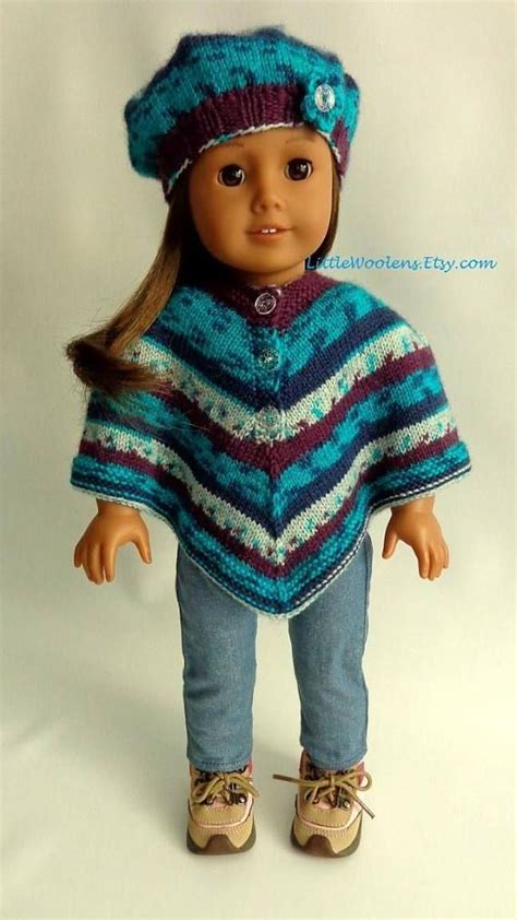 Hand Knitted 18 Inch American Girl Doll Clothing Poncho And Etsy