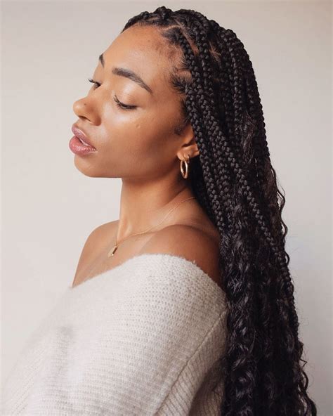 Large Knotless Box Braids With Curly Ends On Natural Hair Coi Leray The Best Porn Website