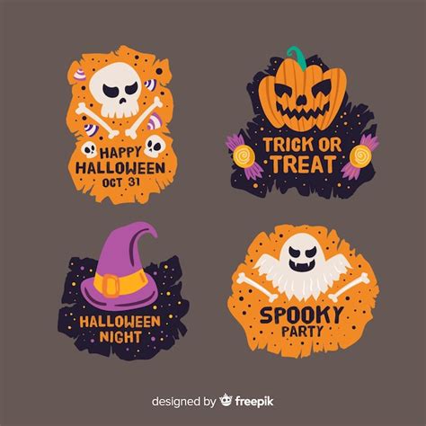 Free Vector Hand Drawn Halloween Badge Collection