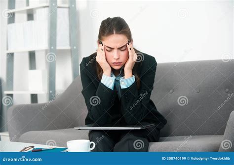 Sad Secretary Girl Stressed Overworked Businesswoman Too Much Work